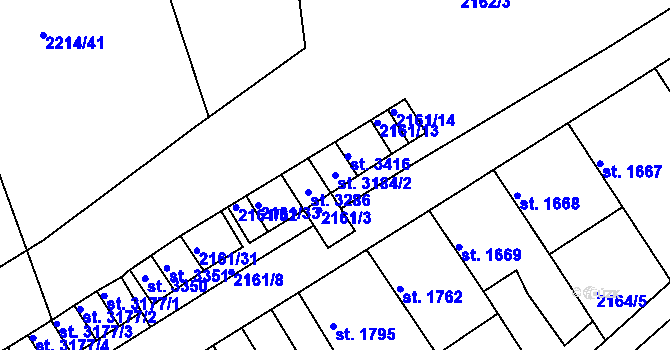 Parcela st. 3184/2 v KÚ Štítary u Kolína, Katastrální mapa