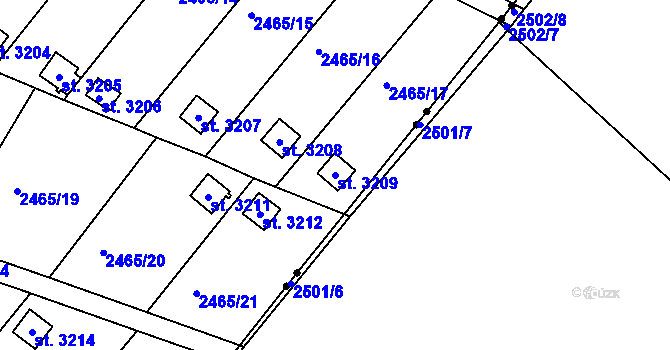 Parcela st. 3209 v KÚ Štítary u Kolína, Katastrální mapa
