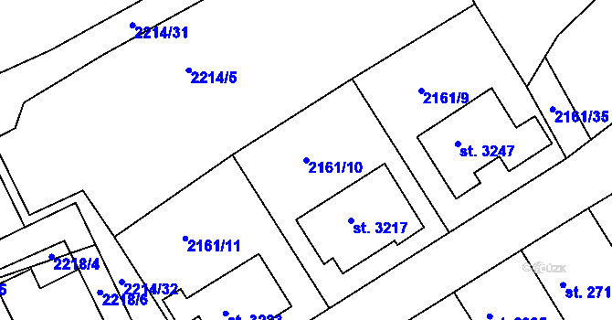 Parcela st. 2161/10 v KÚ Štítary u Kolína, Katastrální mapa