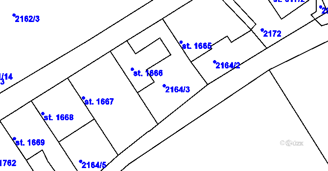 Parcela st. 2164/3 v KÚ Štítary u Kolína, Katastrální mapa