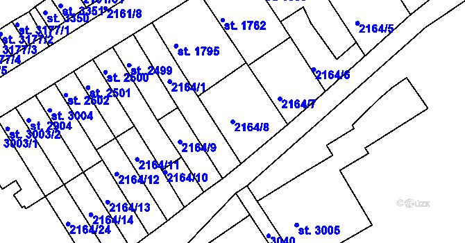 Parcela st. 2164/8 v KÚ Štítary u Kolína, Katastrální mapa
