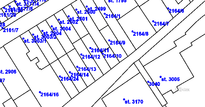 Parcela st. 2164/10 v KÚ Štítary u Kolína, Katastrální mapa