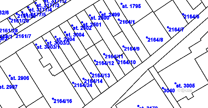 Parcela st. 2164/11 v KÚ Štítary u Kolína, Katastrální mapa
