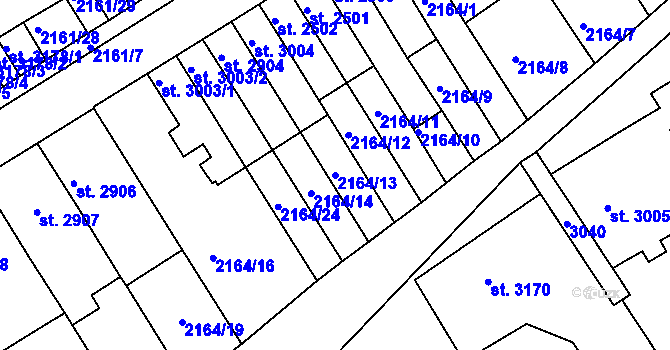 Parcela st. 2164/13 v KÚ Štítary u Kolína, Katastrální mapa
