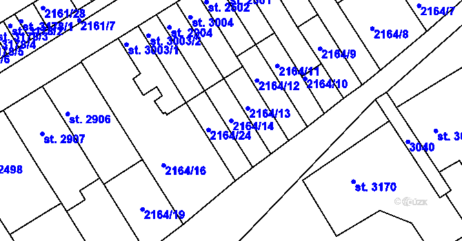 Parcela st. 2164/14 v KÚ Štítary u Kolína, Katastrální mapa