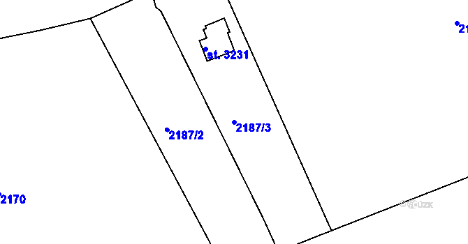 Parcela st. 2187/3 v KÚ Štítary u Kolína, Katastrální mapa
