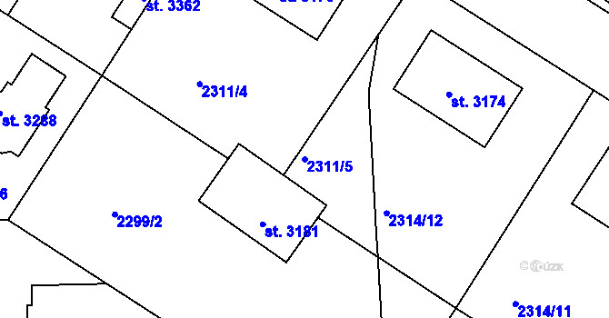 Parcela st. 2311/5 v KÚ Štítary u Kolína, Katastrální mapa