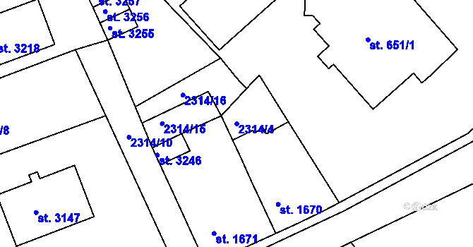 Parcela st. 2314/4 v KÚ Štítary u Kolína, Katastrální mapa