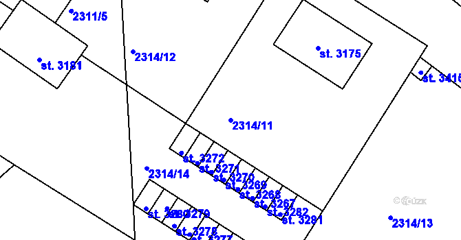 Parcela st. 2314/11 v KÚ Štítary u Kolína, Katastrální mapa