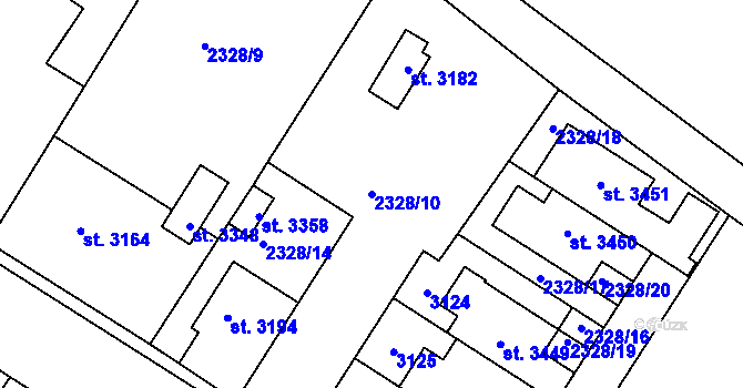 Parcela st. 2328/10 v KÚ Štítary u Kolína, Katastrální mapa