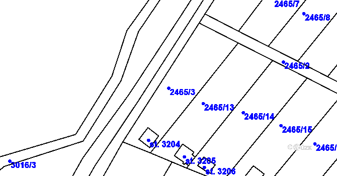 Parcela st. 2465/3 v KÚ Štítary u Kolína, Katastrální mapa