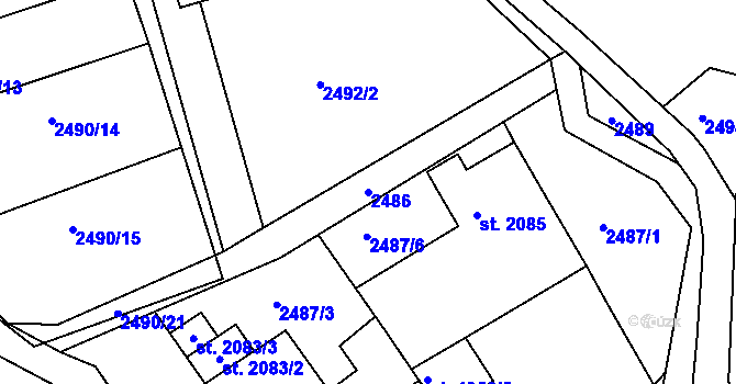 Parcela st. 2486 v KÚ Štítary u Kolína, Katastrální mapa