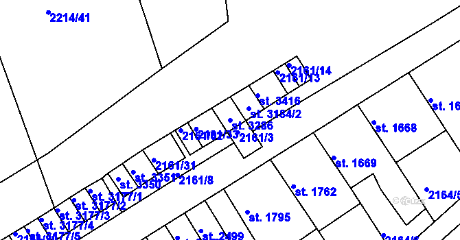 Parcela st. 3286 v KÚ Štítary u Kolína, Katastrální mapa