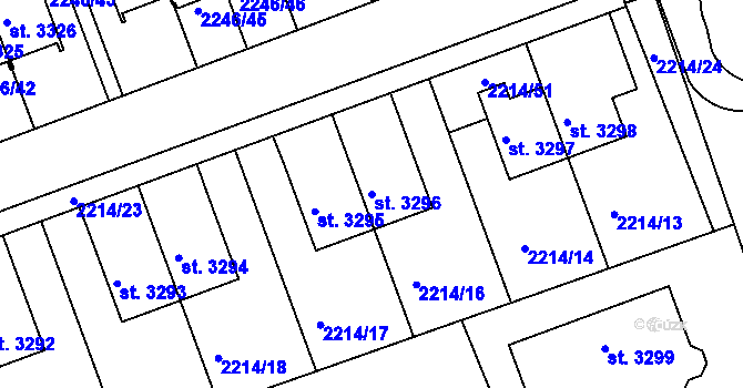 Parcela st. 3296 v KÚ Štítary u Kolína, Katastrální mapa