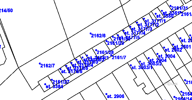 Parcela st. 2161/28 v KÚ Štítary u Kolína, Katastrální mapa