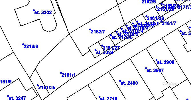Parcela st. 3384 v KÚ Štítary u Kolína, Katastrální mapa