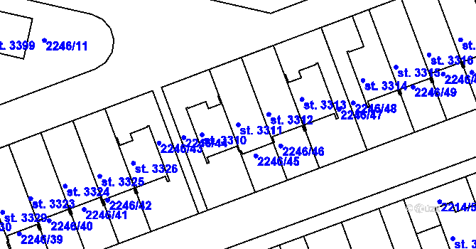 Parcela st. 3311 v KÚ Štítary u Kolína, Katastrální mapa