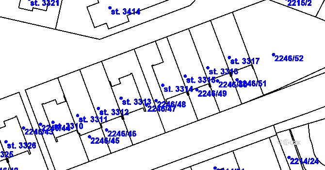 Parcela st. 3314 v KÚ Štítary u Kolína, Katastrální mapa
