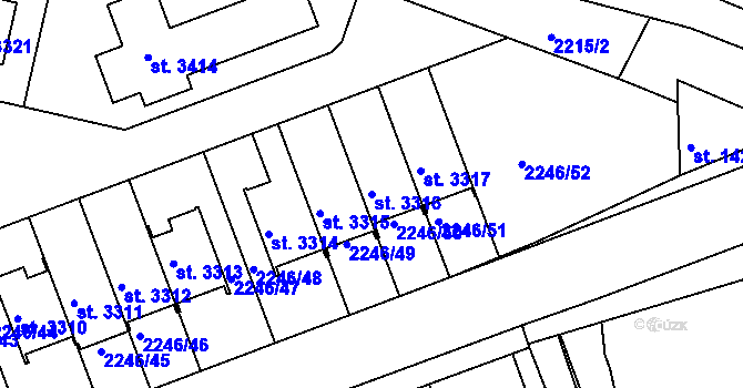Parcela st. 3316 v KÚ Štítary u Kolína, Katastrální mapa
