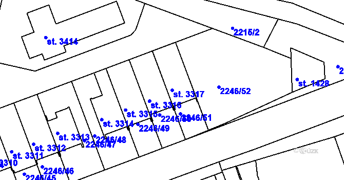Parcela st. 3317 v KÚ Štítary u Kolína, Katastrální mapa