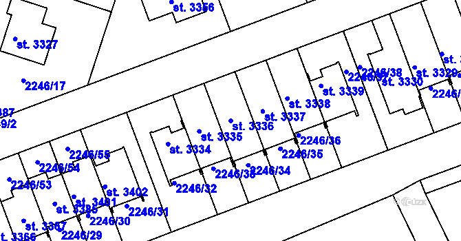 Parcela st. 3336 v KÚ Štítary u Kolína, Katastrální mapa