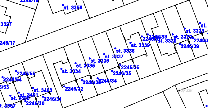 Parcela st. 3337 v KÚ Štítary u Kolína, Katastrální mapa