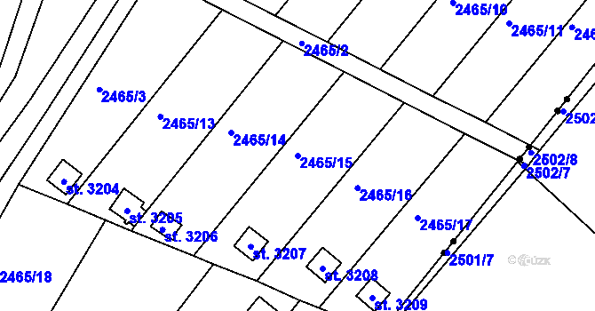 Parcela st. 2465/15 v KÚ Štítary u Kolína, Katastrální mapa