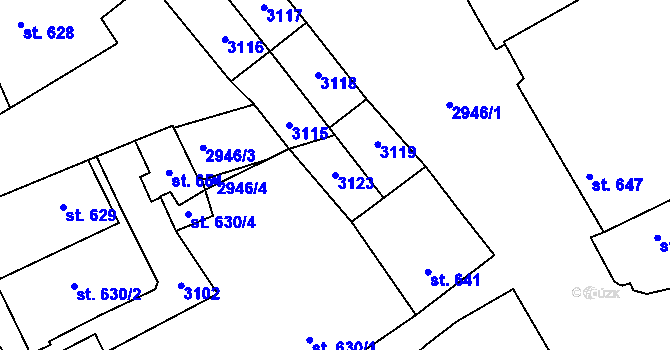 Parcela st. 3123 v KÚ Štítary u Kolína, Katastrální mapa