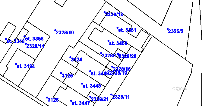 Parcela st. 2328/17 v KÚ Štítary u Kolína, Katastrální mapa