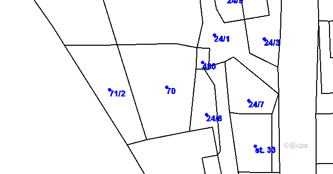 Parcela st. 70 v KÚ Brod, Katastrální mapa