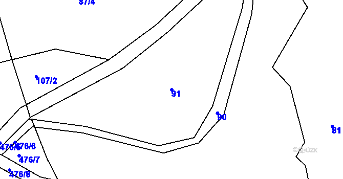 Parcela st. 91 v KÚ Brod, Katastrální mapa