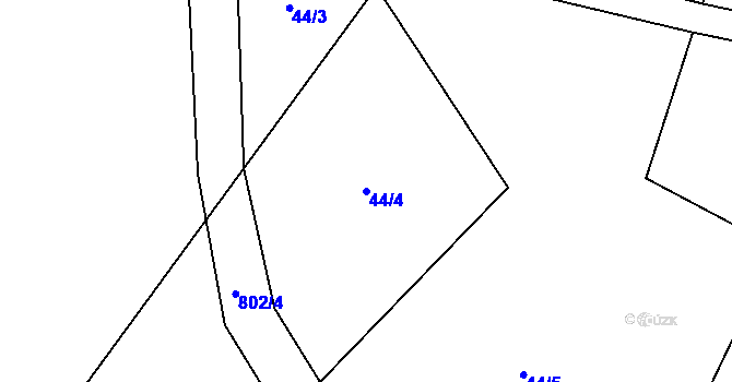 Parcela st. 44/4 v KÚ Buršice, Katastrální mapa