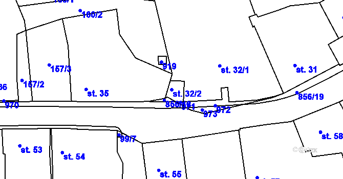 Parcela st. 32/2 v KÚ Kolinec, Katastrální mapa