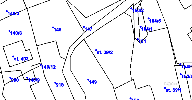 Parcela st. 39/2 v KÚ Kolinec, Katastrální mapa