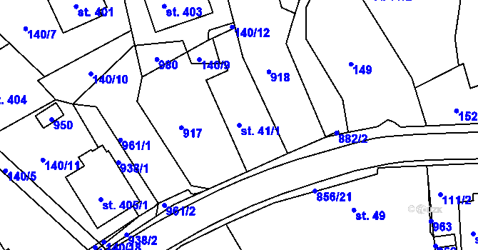 Parcela st. 41/1 v KÚ Kolinec, Katastrální mapa