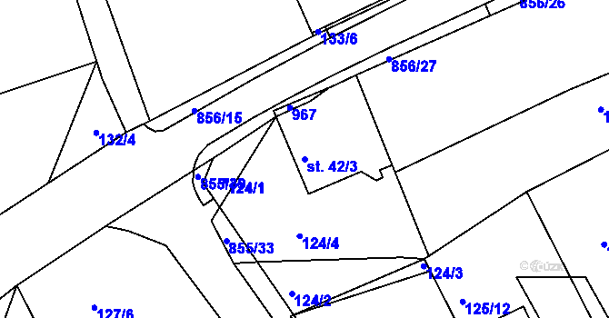 Parcela st. 42/3 v KÚ Kolinec, Katastrální mapa