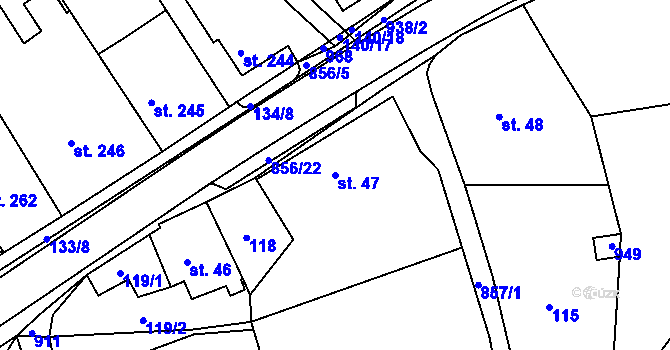 Parcela st. 47 v KÚ Kolinec, Katastrální mapa