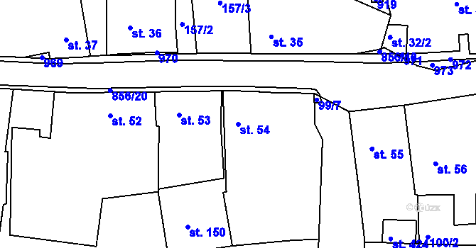 Parcela st. 54 v KÚ Kolinec, Katastrální mapa