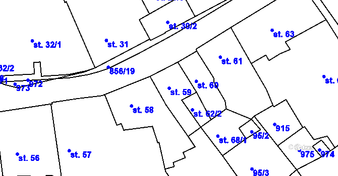 Parcela st. 59 v KÚ Kolinec, Katastrální mapa