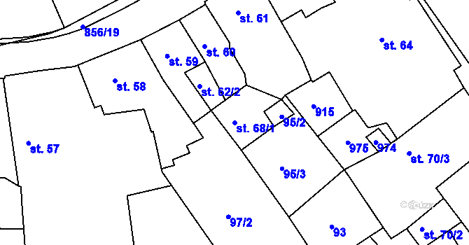 Parcela st. 68/1 v KÚ Kolinec, Katastrální mapa