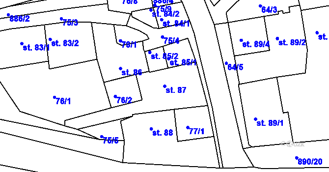 Parcela st. 87 v KÚ Kolinec, Katastrální mapa