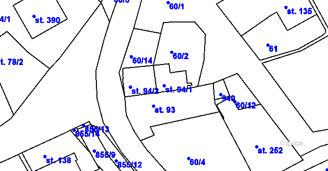 Parcela st. 94/1 v KÚ Kolinec, Katastrální mapa