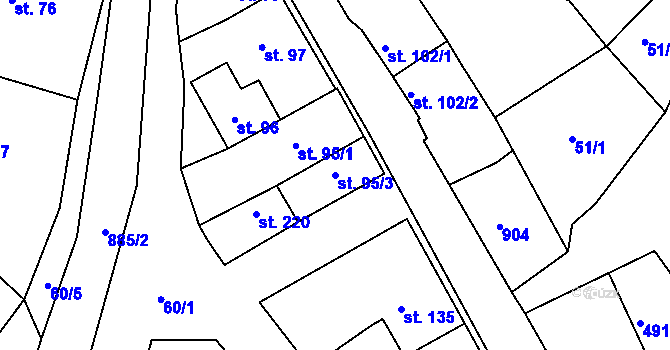 Parcela st. 95/3 v KÚ Kolinec, Katastrální mapa