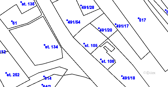 Parcela st. 105 v KÚ Kolinec, Katastrální mapa