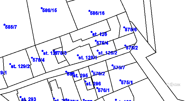 Parcela st. 125/2 v KÚ Kolinec, Katastrální mapa