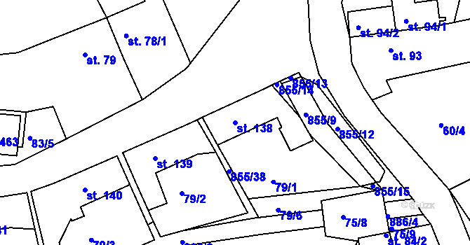 Parcela st. 138 v KÚ Kolinec, Katastrální mapa