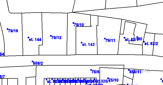 Parcela st. 143 v KÚ Kolinec, Katastrální mapa