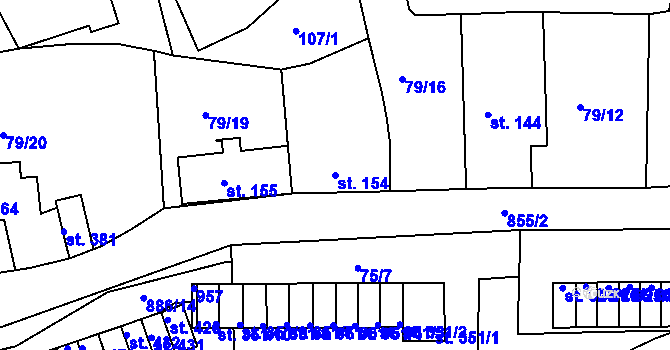 Parcela st. 154 v KÚ Kolinec, Katastrální mapa