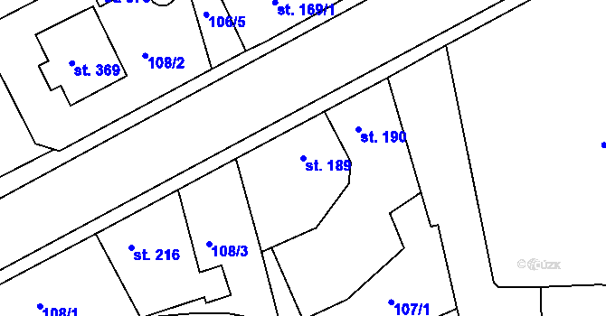 Parcela st. 189 v KÚ Kolinec, Katastrální mapa