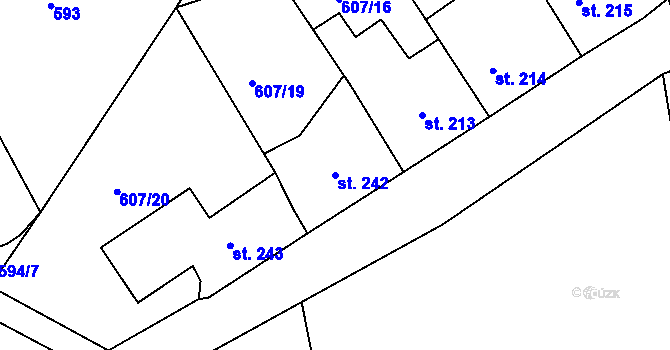Parcela st. 242 v KÚ Kolinec, Katastrální mapa